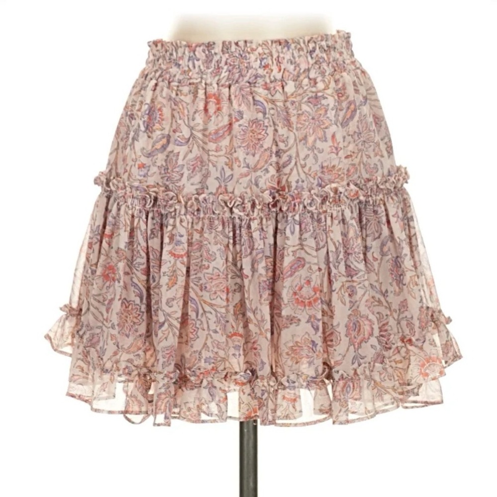 Misa Los Angeles Peach Floral Mini Skirt